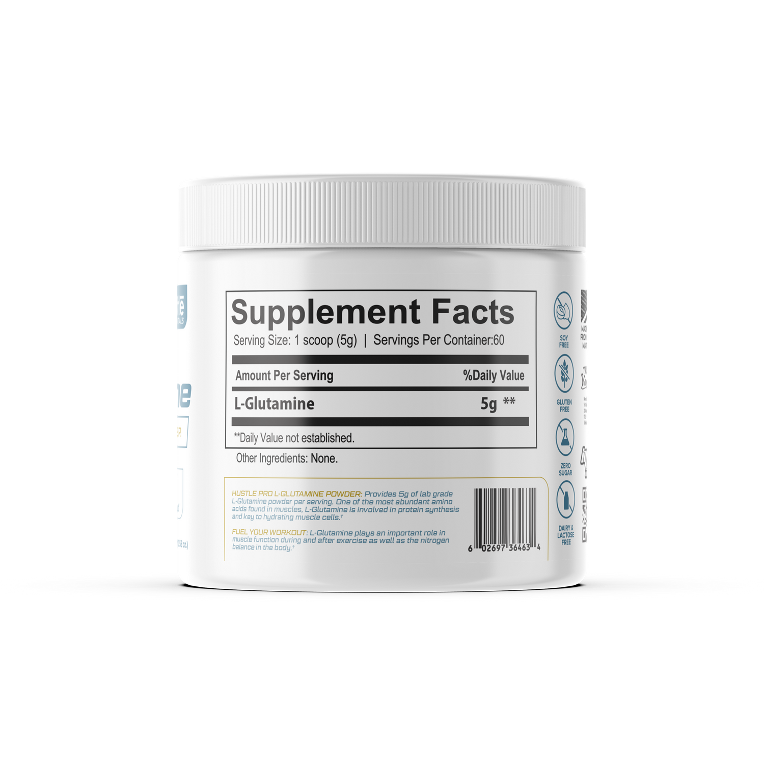 Supplement container with 'Supplement Facts' label on a white background