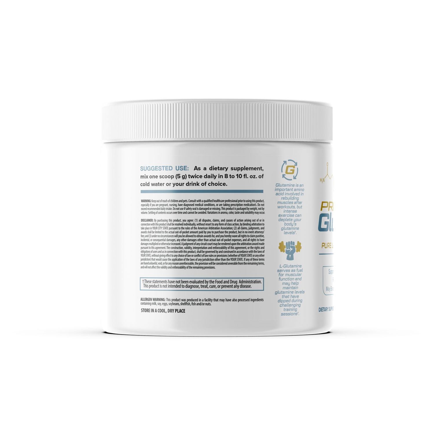Supplement container with label on a white background