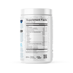 Supplement container with nutritional facts label on a white background