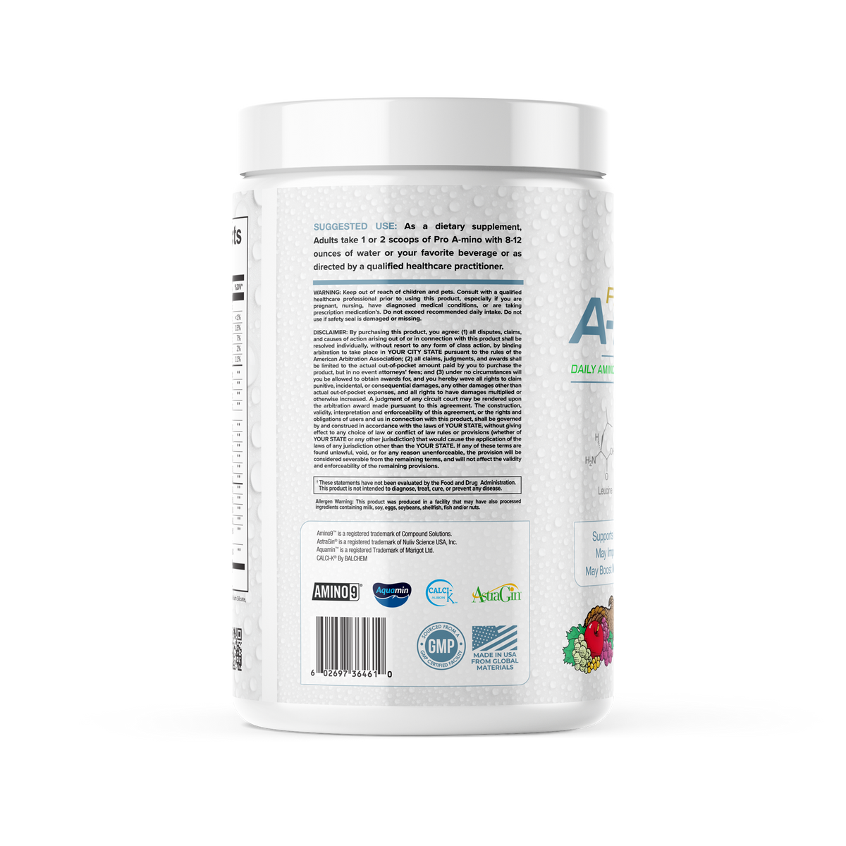 Supplement container with label on a white background