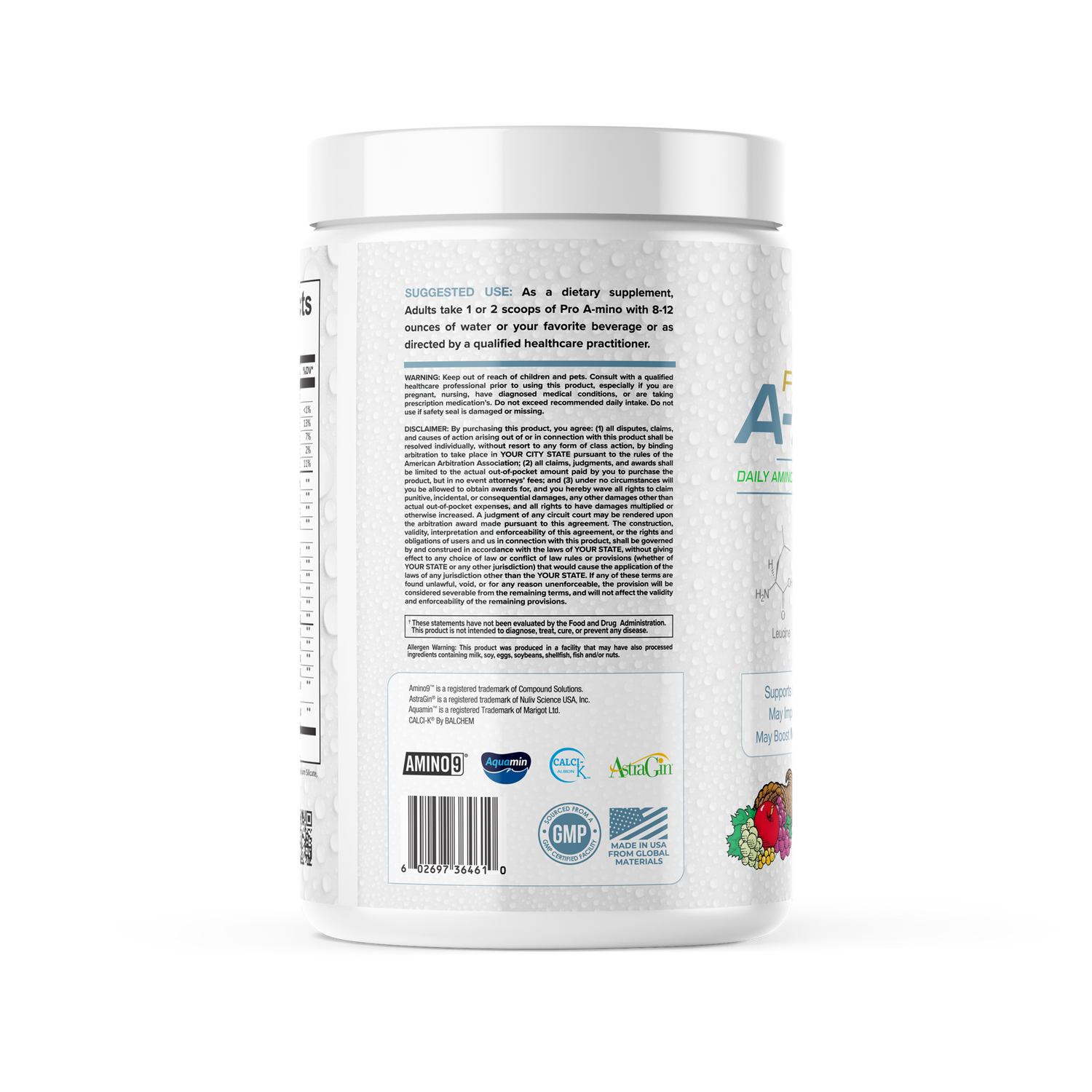 Supplement container with label on a white background