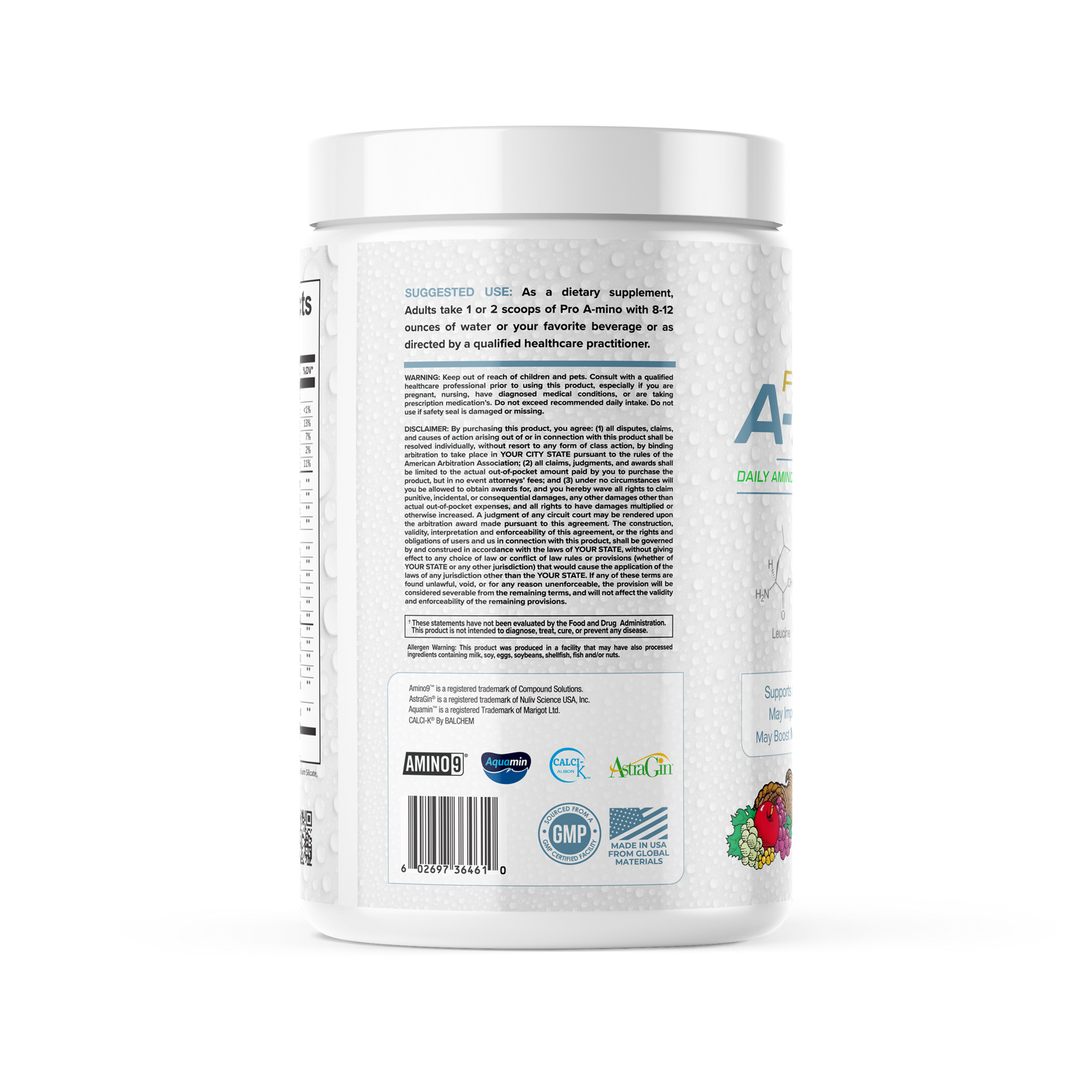 Supplement container with label on a white background