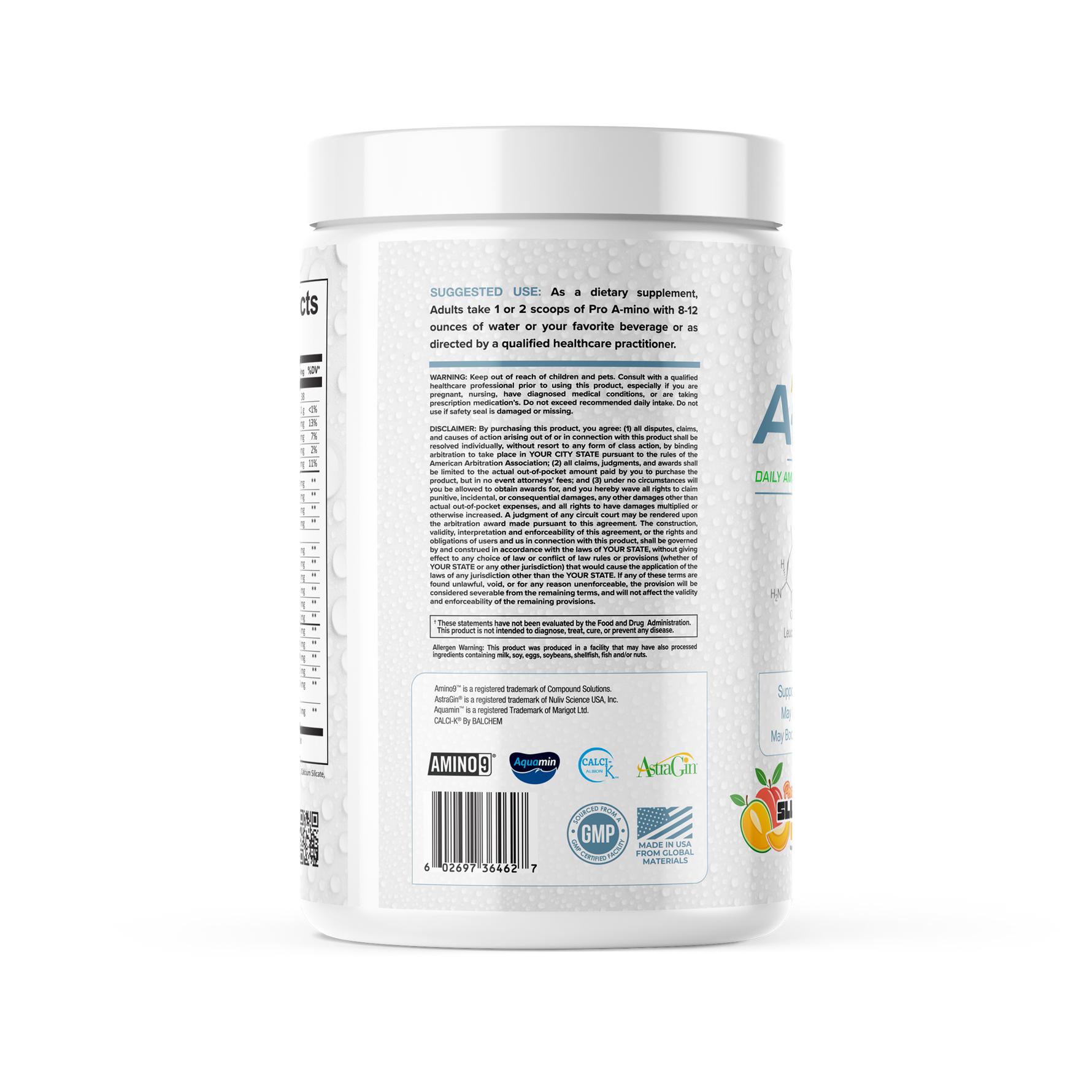 Supplement container with label on a white background