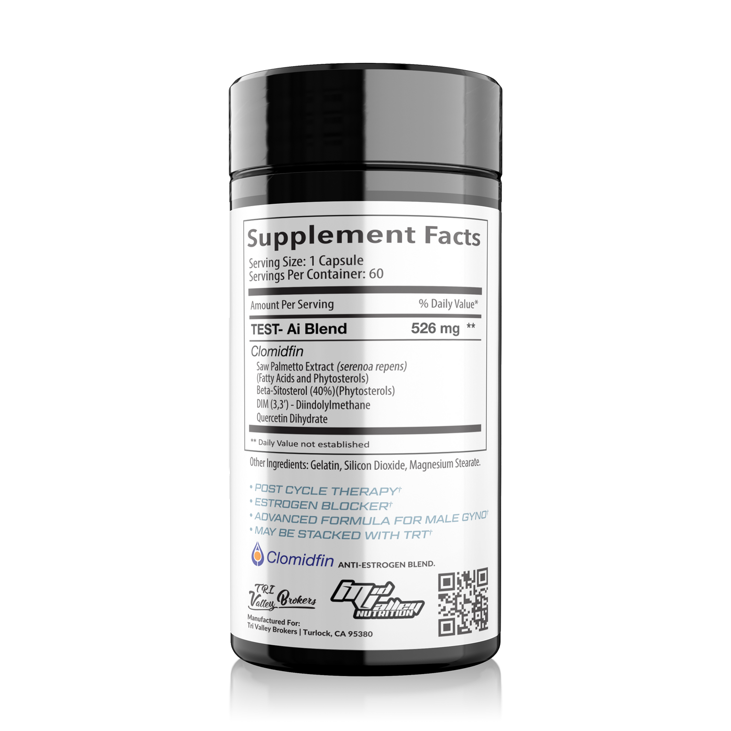 Supplement bottle with label on a white background