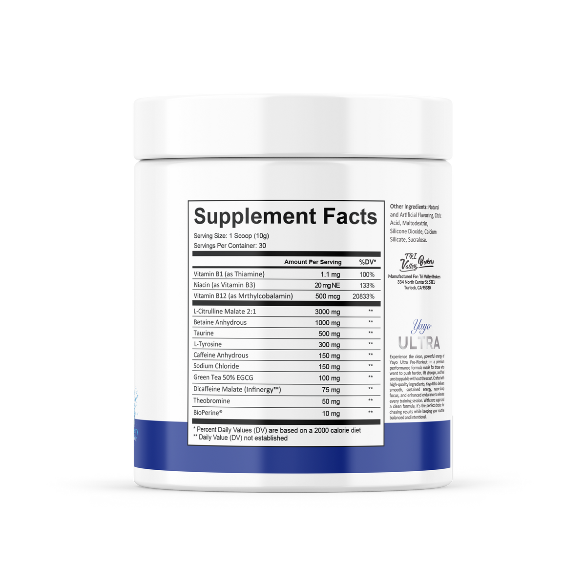 Supplement container with label showing 'Supplement Facts' on a white background