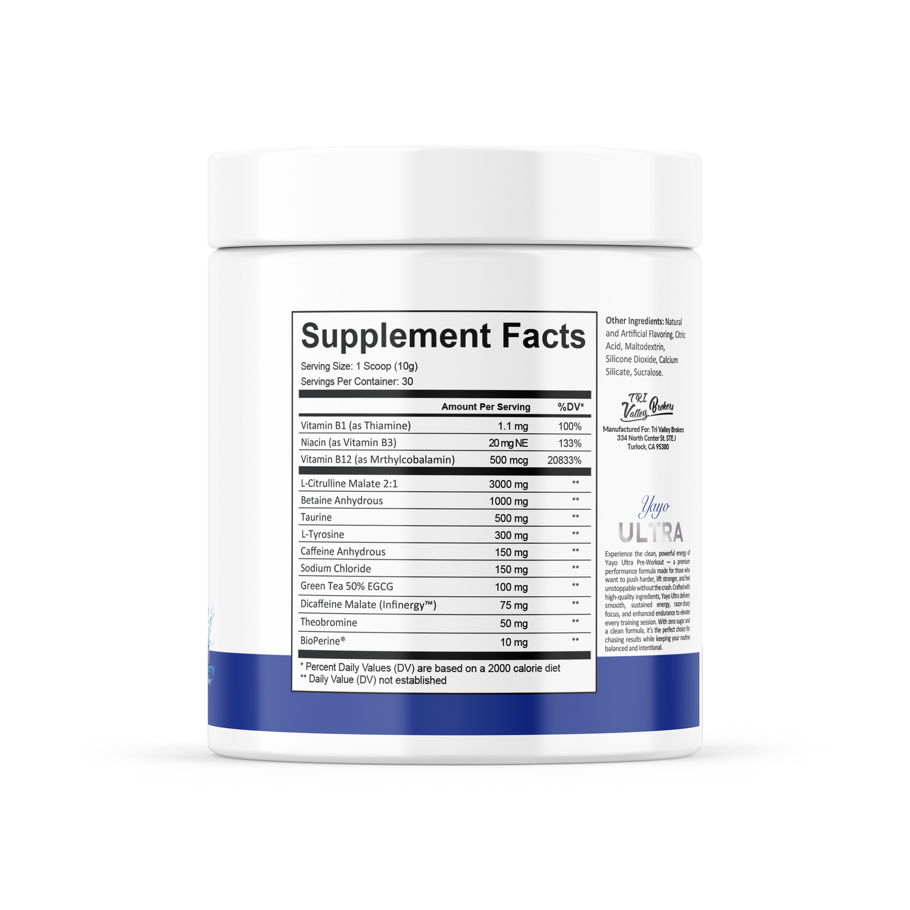 Supplement container with label showing 'Supplement Facts' on a white background