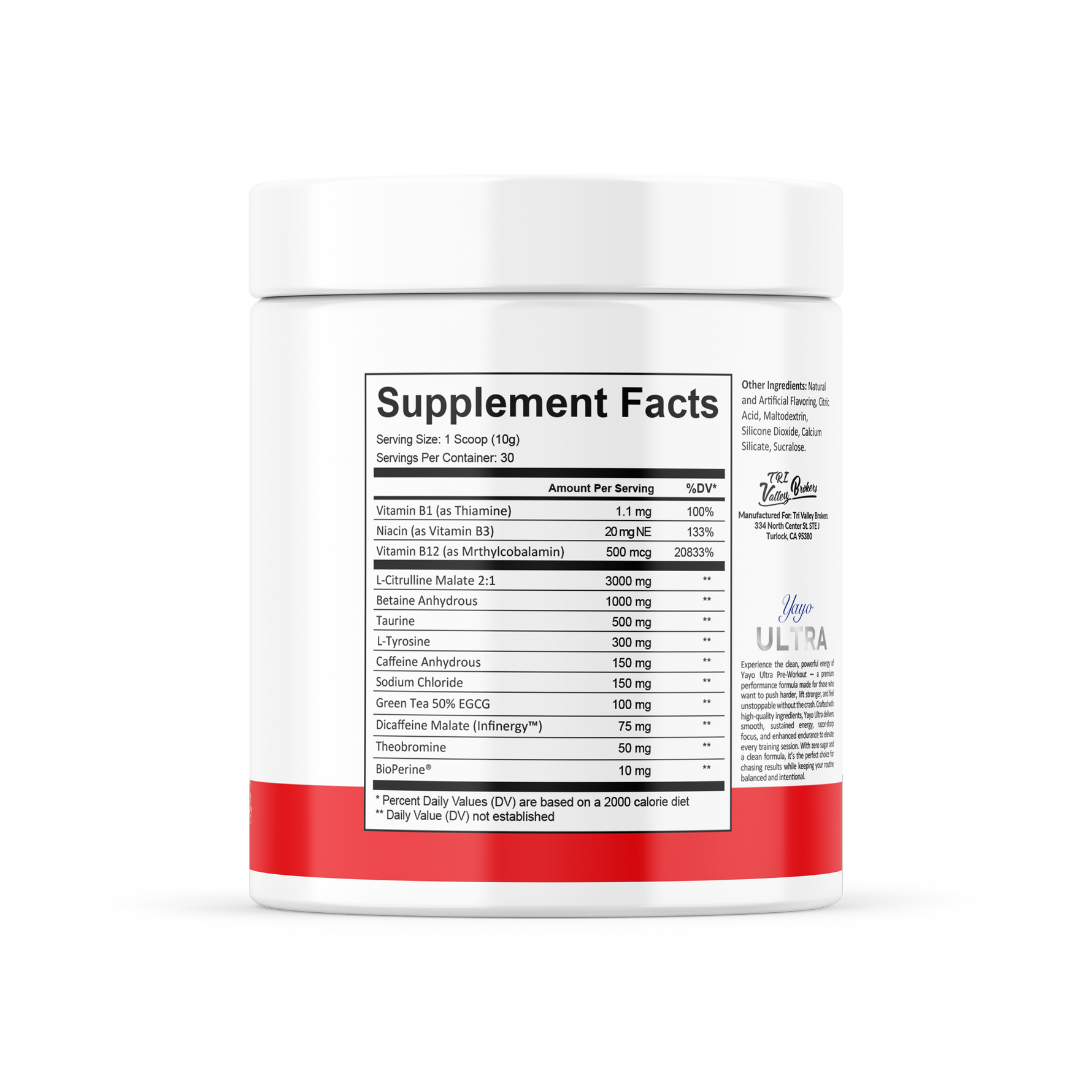 Supplement container with a label displaying 'Supplement Facts' on a white background
