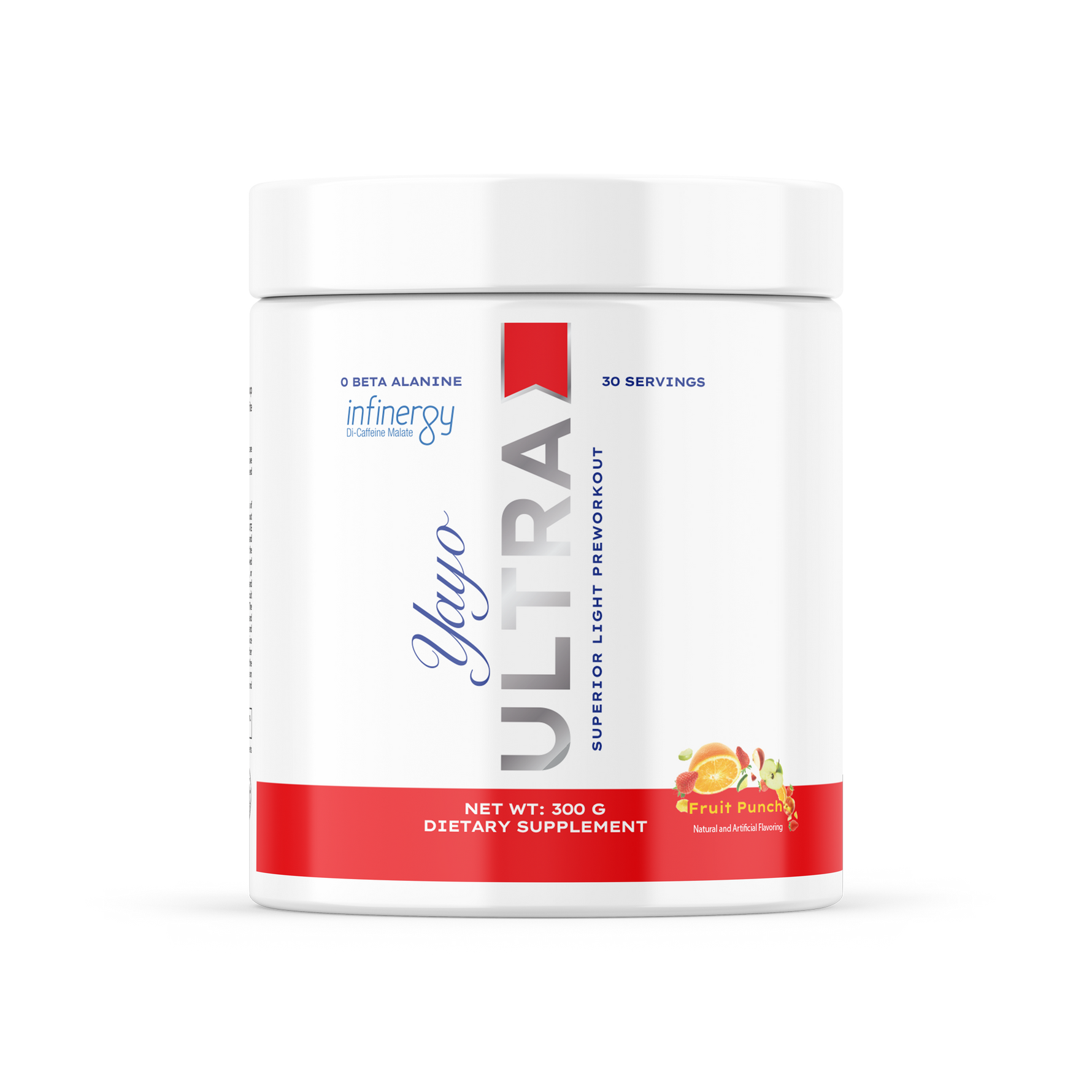 Supplement container labeled 'Ultra' on a white background