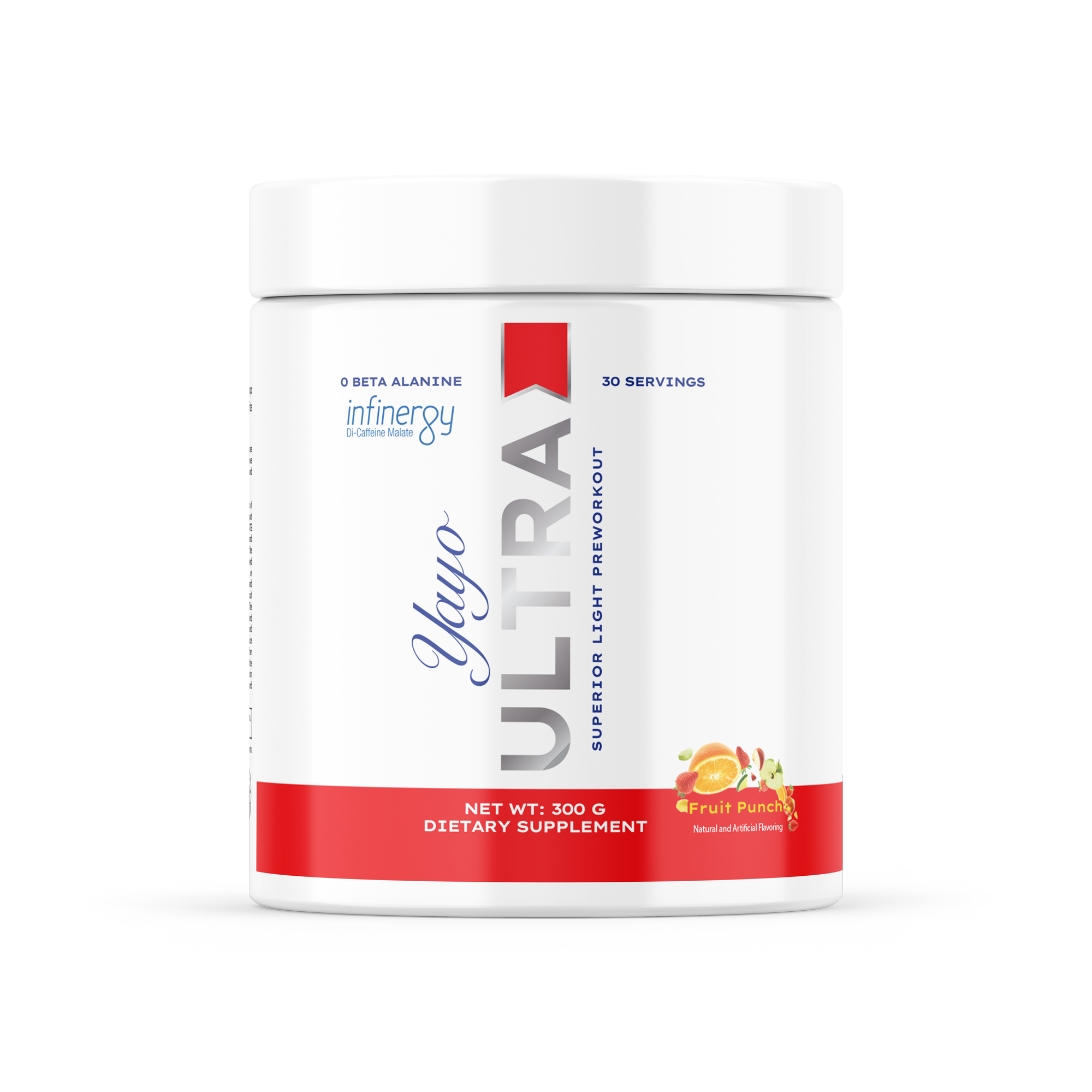 Supplement container labeled 'Ultra' on a white background