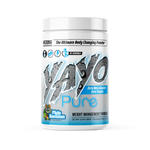 Yayo Pure supplement container on a white background. Flavor is Flyin' Hawaiian