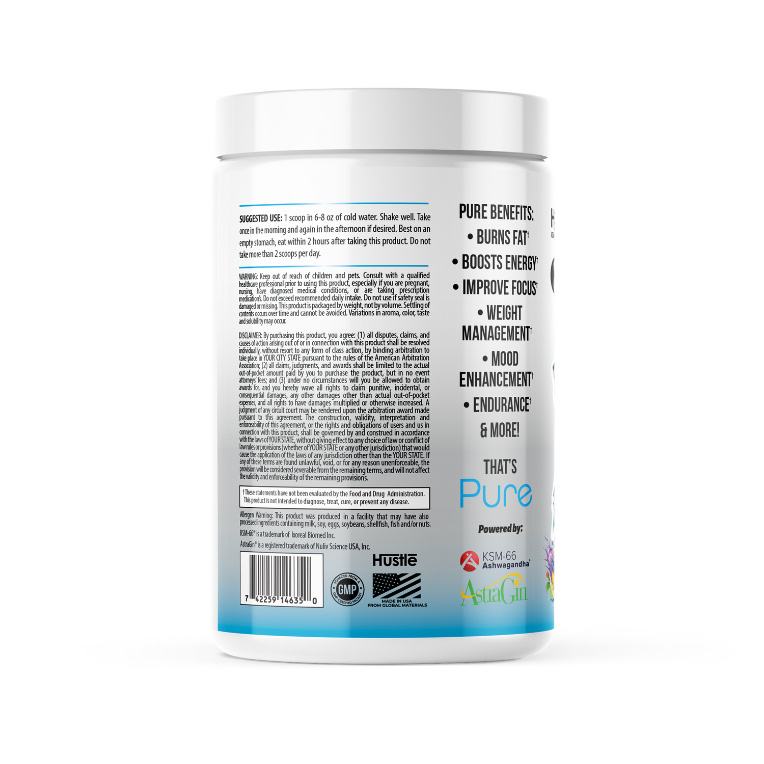 Supplement container with label on a white background