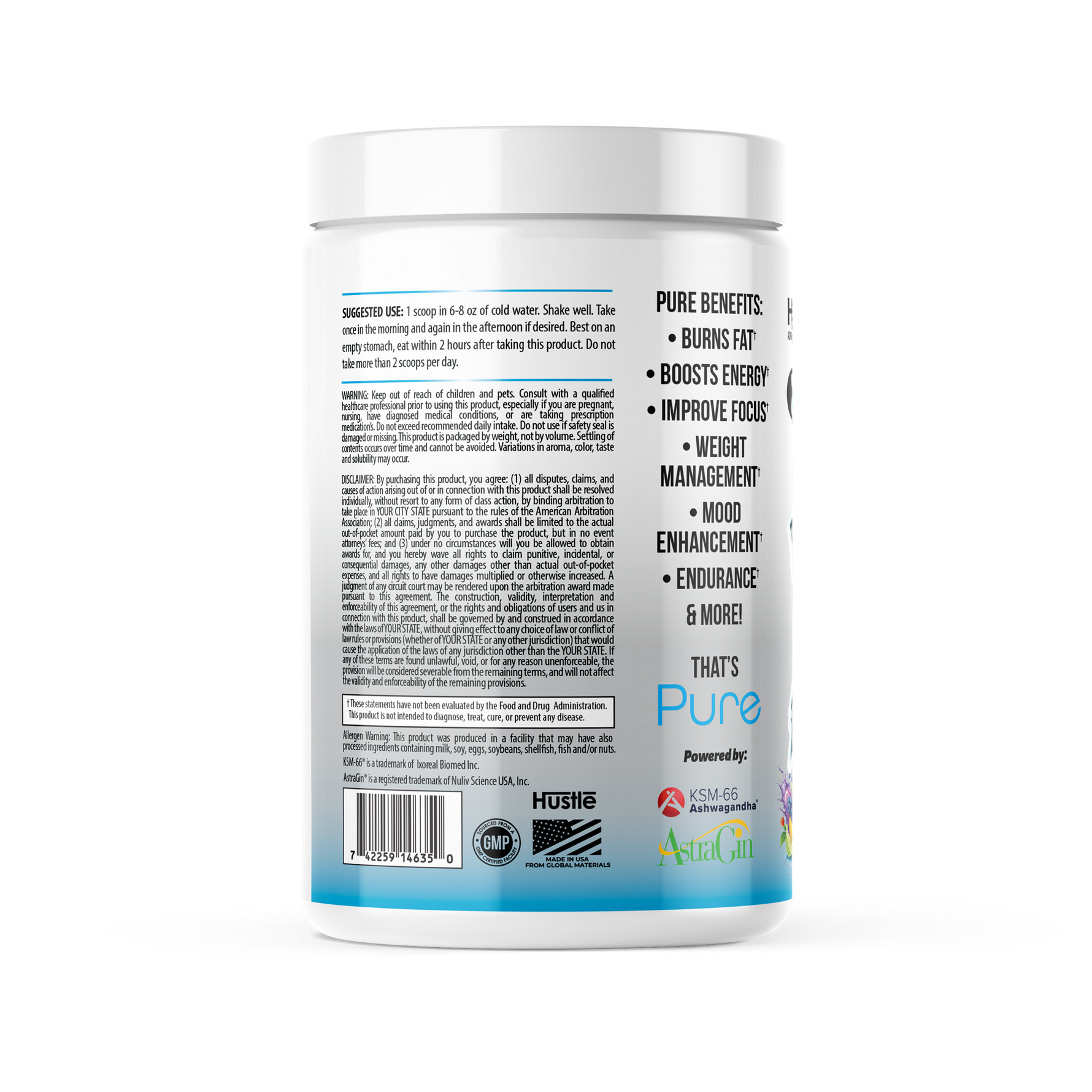 Supplement container with label on a white background