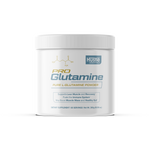 Pro Glutamine powder container with Hustle Essentials branding on a white background